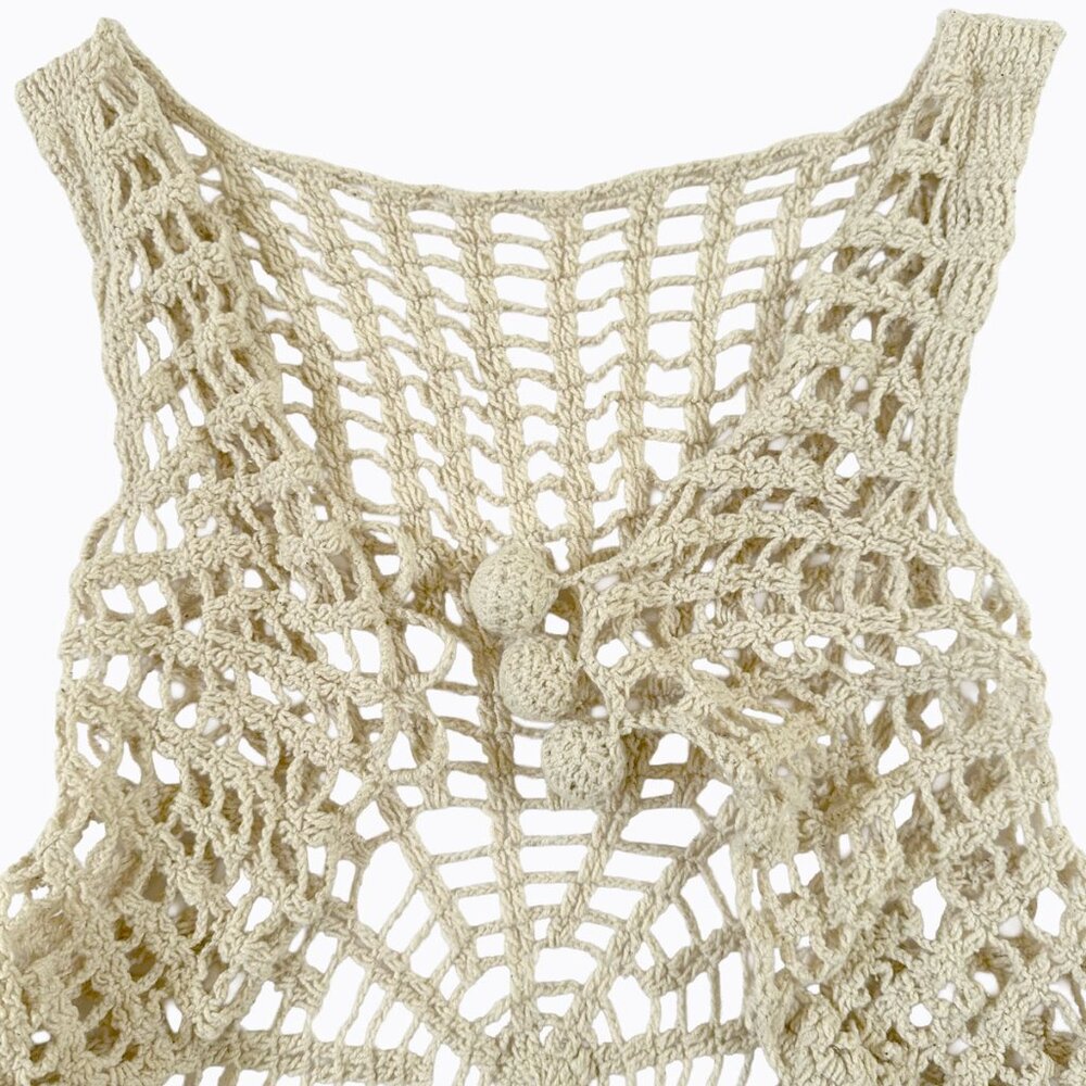 Handmade Crochet Cream Vest XS Y2K Boho Hippie Festival Indie Sleaze Cottagecore - Picture 5 of 6